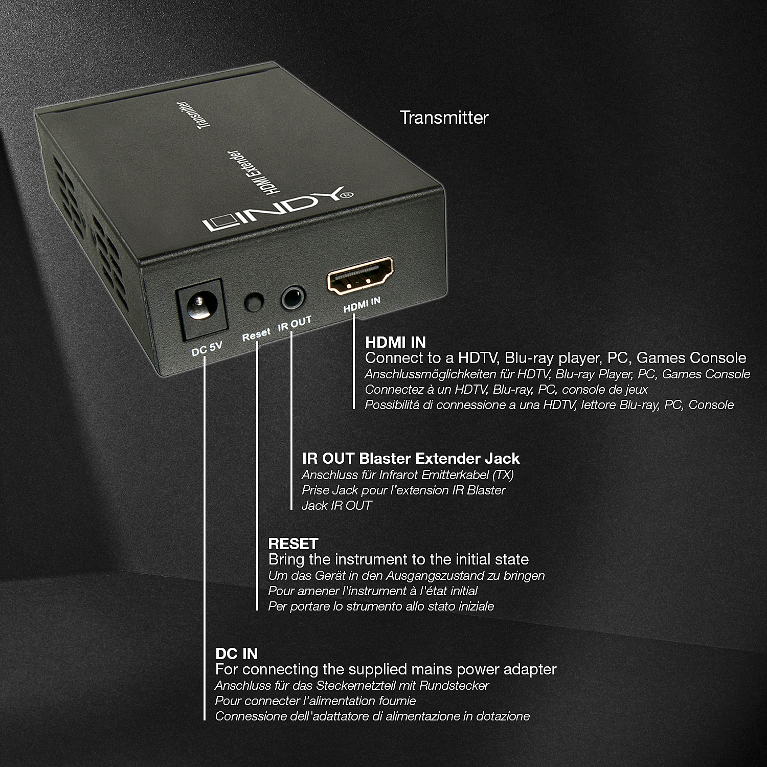 Lindy Extender récepteur HDMI 1080p sur Ethernet amplificateur 