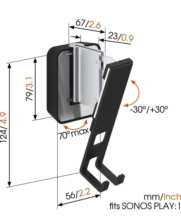 Supports Muraux Pour Sonos Era 100 & 300 - Lot De 2 - Pivotants, Inclinables, Avec Cache-câble - Noir