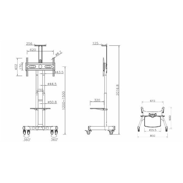 Multibrackets Chariot Roulettes 32/60 600x400 50 Kg max