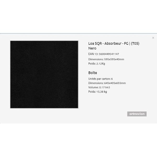 Artnovion Loa SQR Absorber - black cloth Nero - pack of 6m